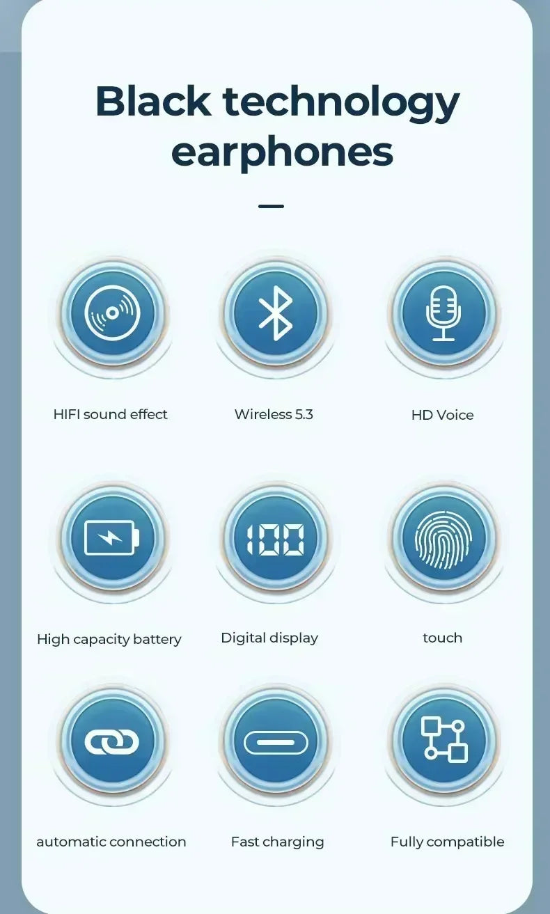 NEW X58 Wireless Earphone Noise Reduction Bluetooth LDE Power Display Earbuds in-Ear Headsets with Mic Touch Control for Phone