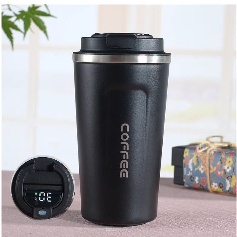 Thermo Cafe Coffee Mug Car Thermos Mug 380/510ML Leak_Proof Travel Thermo Cup for Tea Water Coffee Double Stainless Steel