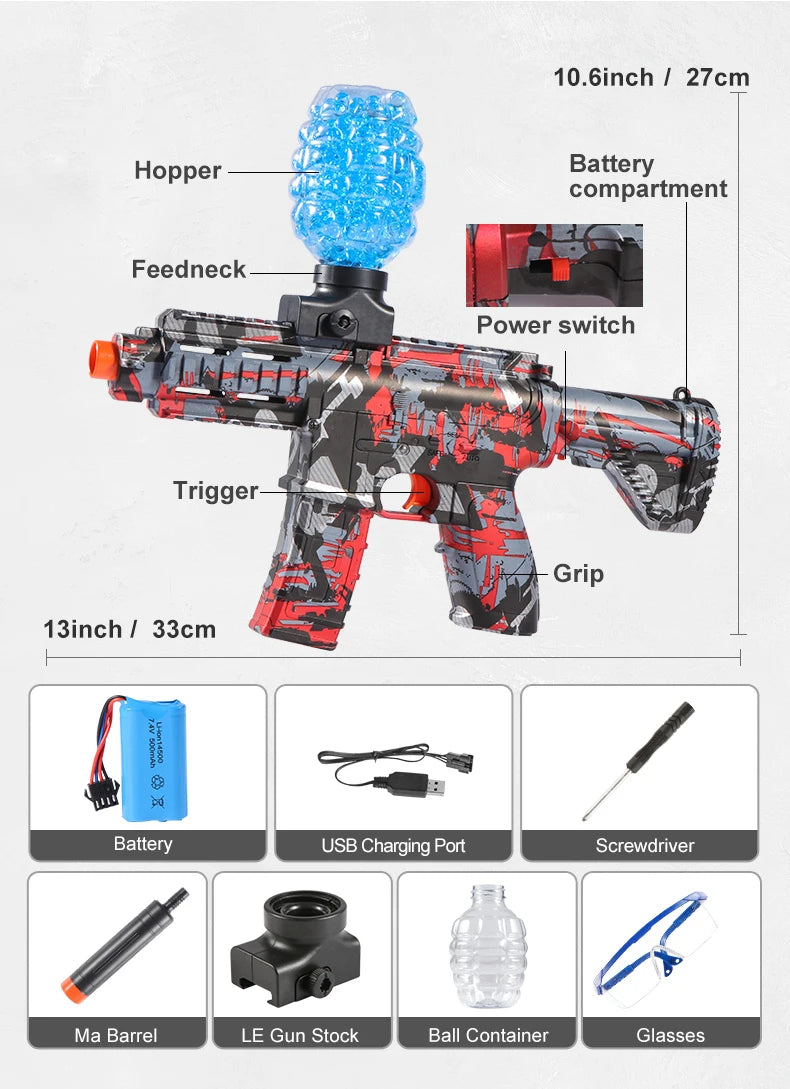 M416 Electric Ball Blaster Toy Gun - High-Speed, Metallic Finish, Rechargeable - Outdoor Game Party Gift(Bullets Excluded)