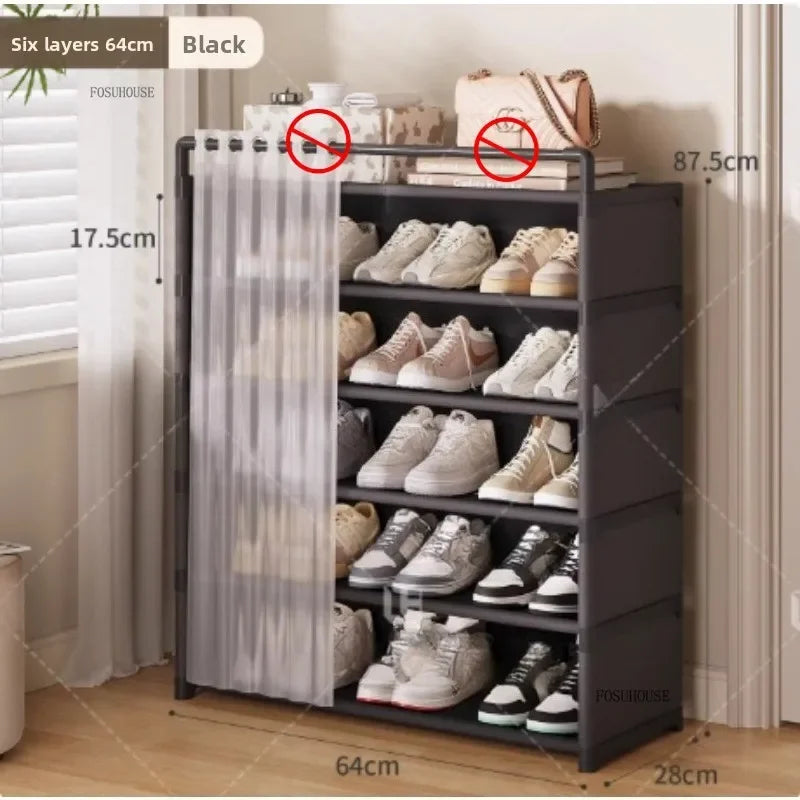 Multi layer Shoe Rack with Drawer for Entryway Hallway Storage Durable Metal Frame Indoor Organizer Space Saving Hanger Unit