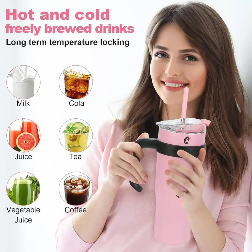 1200ML Stainless Steel Vacuum Insulated Tumbler Large-capacity Water Bottle Thermos Straw Cup Outdoor Travel Drinkware Kettle