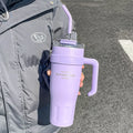 Large Capacity Water Cup, 38.55oz Car Insulation Cup, Simple Office Straw Cup, Stainless Steel Ice Tumbler