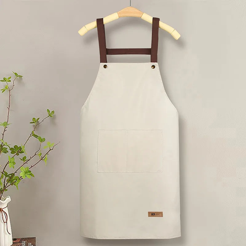 Apron with Straps for Cooking, PVC Waterproof and Oil-Resistant Waist Apron for Restaurant, Catering, and Coffee Shop Workwear