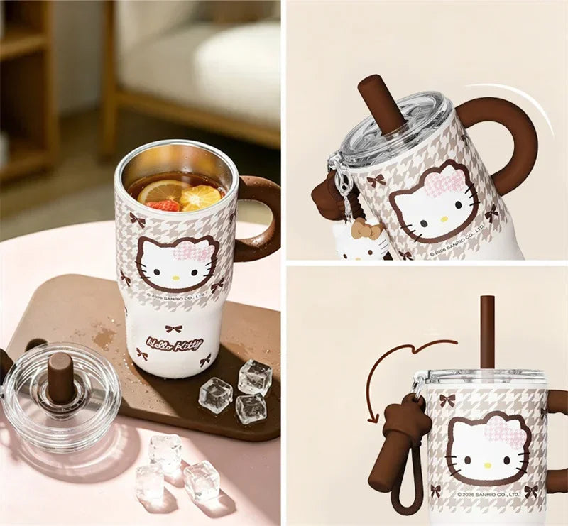 X&W Hello Kitty Insulated Cup Leak Proof 530-700ml with Pendant and Carrying Rope To Keep Office/Home Beverages Hot and Cold