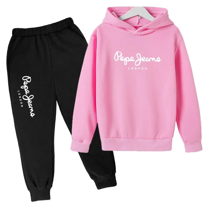 Leisure Letter Print 2pcs Hoodie+Pants Tracksuits 3-13 Years Boys Girls Spring Autumn Outfits Streetwears Children Clothes