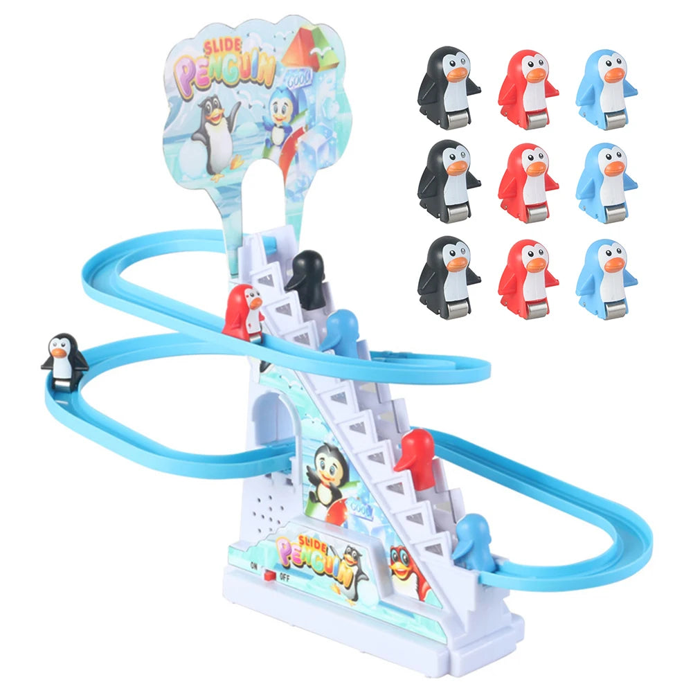 Assembly Design Animals Stair Climbing Toy Electric Track Slide Toys Early Education Electric Dinosaur Stair Toy for Boys Girls
