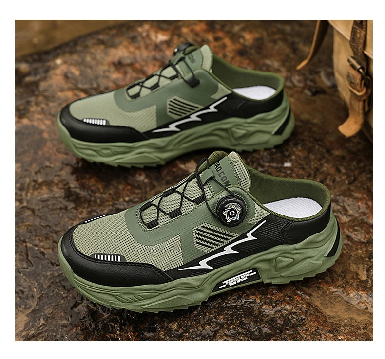 Men's Korean casual breathable casual shoes summer soft-sole anti-slip youth half-slippers rotating shoelaces sports tide shoes