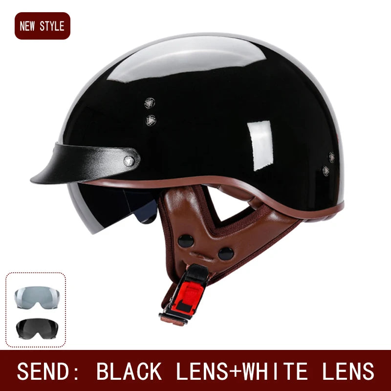 New Standard Electric Motorcycle Helmet Four Seasons Universal Retro Half Helmet Cruise Motorcycle Helmet for Men and Women