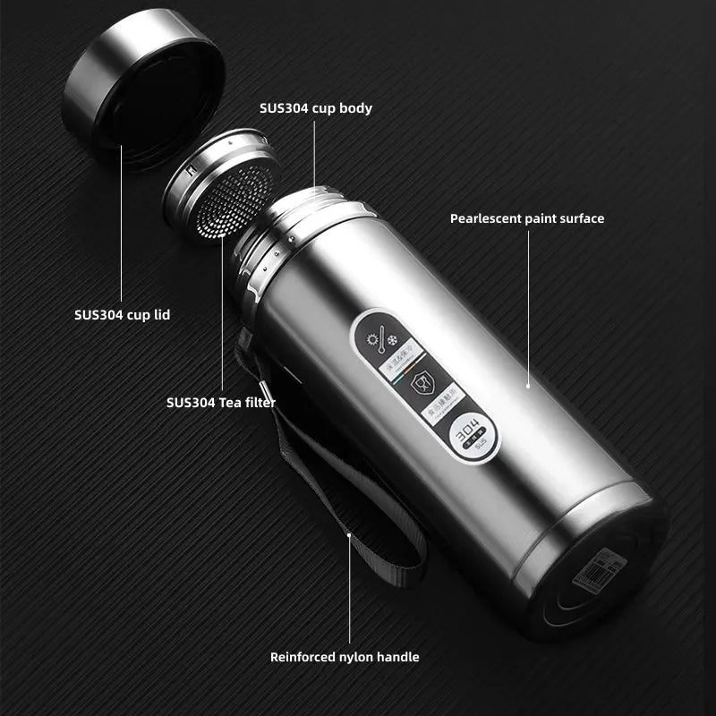 New Vacuum Flask Portable Cups Stainless Steel Thermos Bottle with LED Temperature Display Sus304 Tea Water Bottle