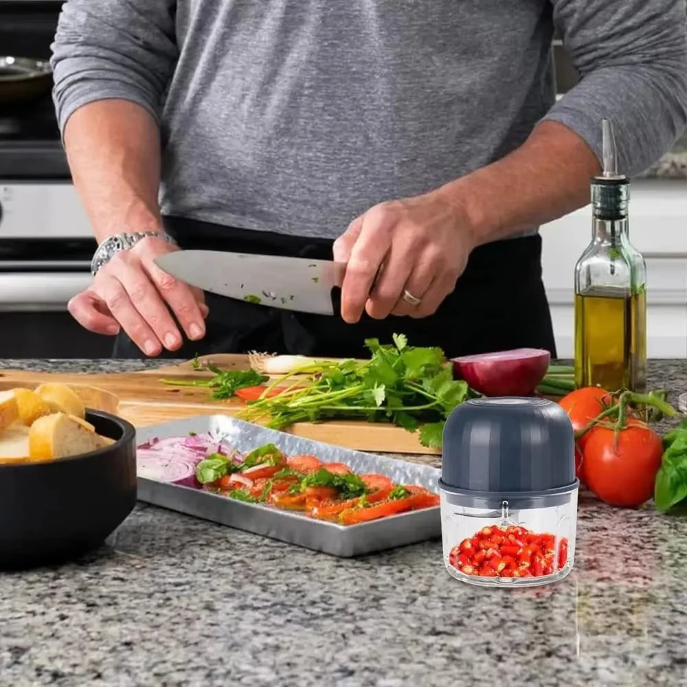 260ML Electric Meat Grinder, Rotary Garlic Grinder, Vegetable and Onion Chopper, Wireless Rechargeable Kitchen Cooking Mixer