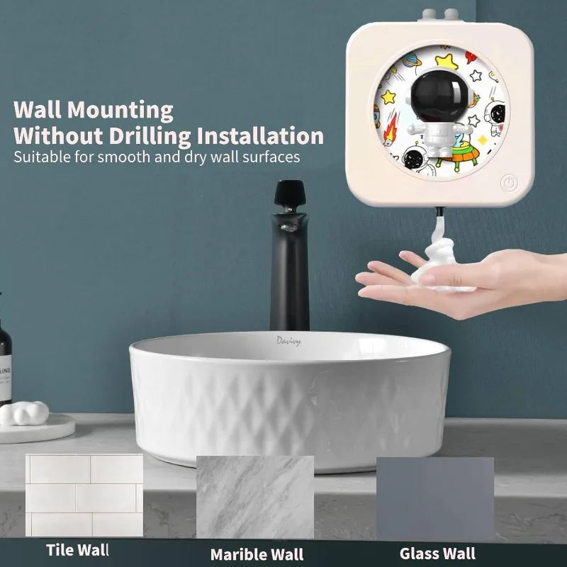 Automatic Soap Dispenser Touchless Auto Foaming Soap Dispenser Hands Free Wall Mount Astronaut Smart Electric Soap Dispensers
