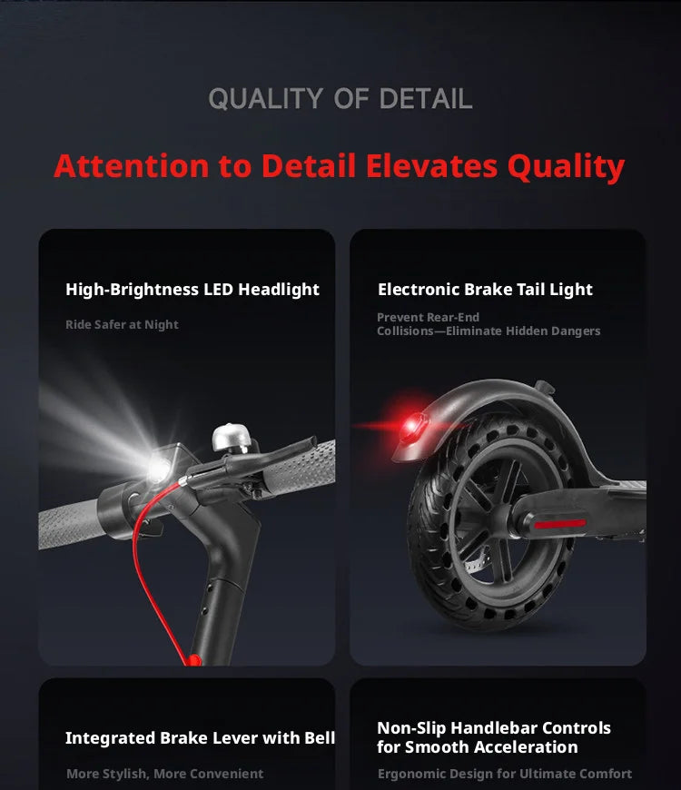Foldable Electric Scooter for Adults & Teens- Portable Commuting E-Scooter with Long-Lasting Battery