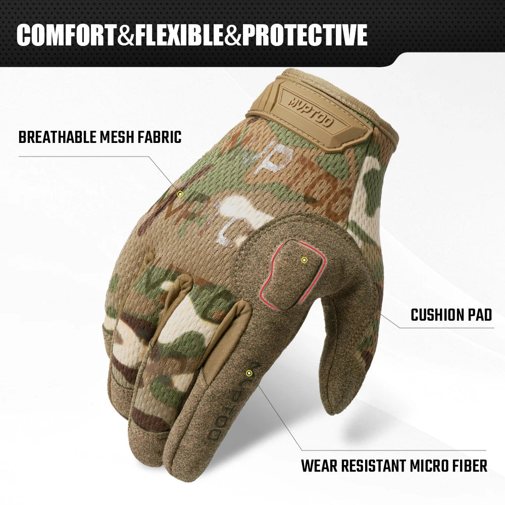 Tactical Full Finger Gloves Touch Screen Breathable Paintball Airsoft Shooting Hiking Combat Sport Hunting Bicycle Work Gear Men