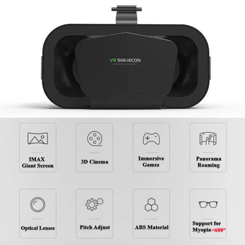 Shinecon Viar 3D VR Glasses Virtual Reality Device Helmet Lenses Headset Goggle Smart For Smartphone Cell Phone Mobile Realidade