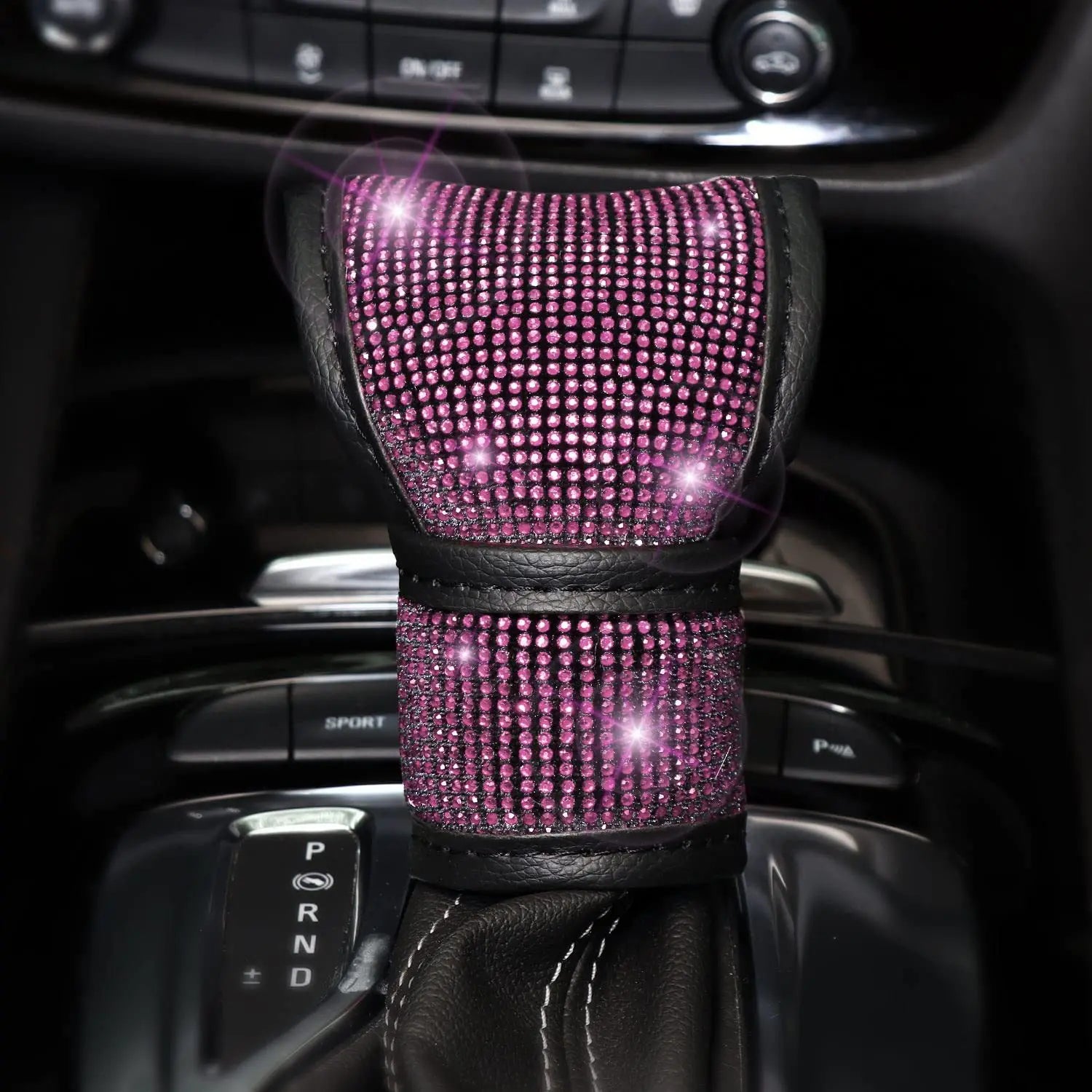 38cm Bling Car Accessories Set For Women Rhinestones Steering Wheel Cover Safety Belt Covers Gear Shift Cover Diamond Cup Pads