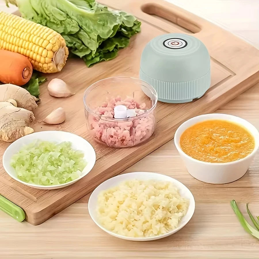 260ML Electric Meat Grinder, Rotary Garlic Grinder, Vegetable and Onion Chopper, Wireless Rechargeable Kitchen Cooking Mixer