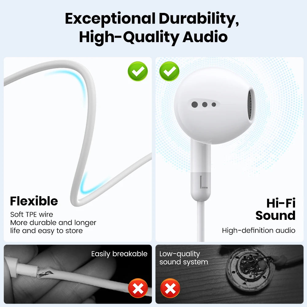Auriculares USB-C HiFi con Micrófono - Compatible iPhone y Samsung