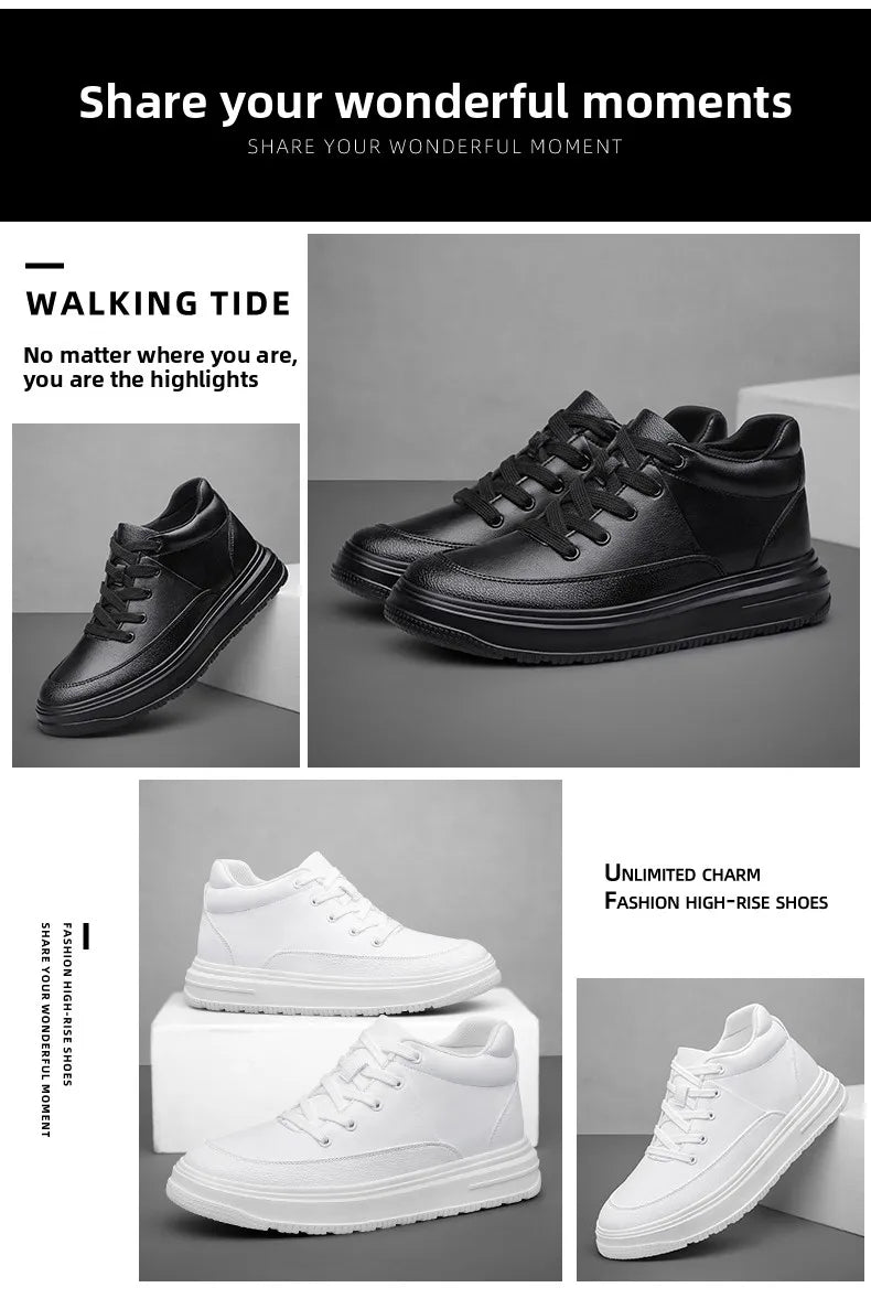 New Invisible Inner Height Increasing Men's Shoes 8cm Trendy Sports Shoes White Shoes British Height Increasing Casual Sneakers