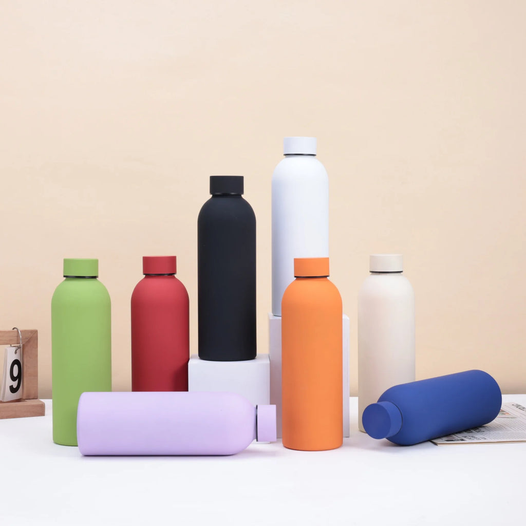 500ml Insulated Bottle Solid Color 304 Stainless Steel Jug with Lid Large Capacity Ice Coffee Cup Portable for Driving Travel