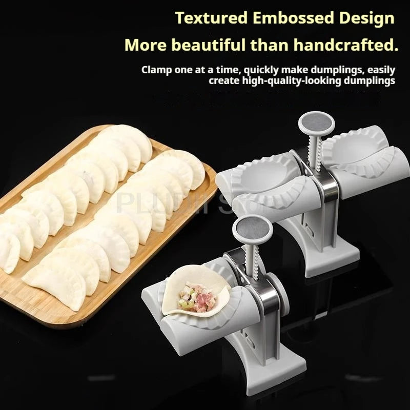 Double Head Automatic Dumpling Maker Machine 2 In 1 Press Dual Slot Design for Home Use ABS Manual Folding Dumpling Press Tool