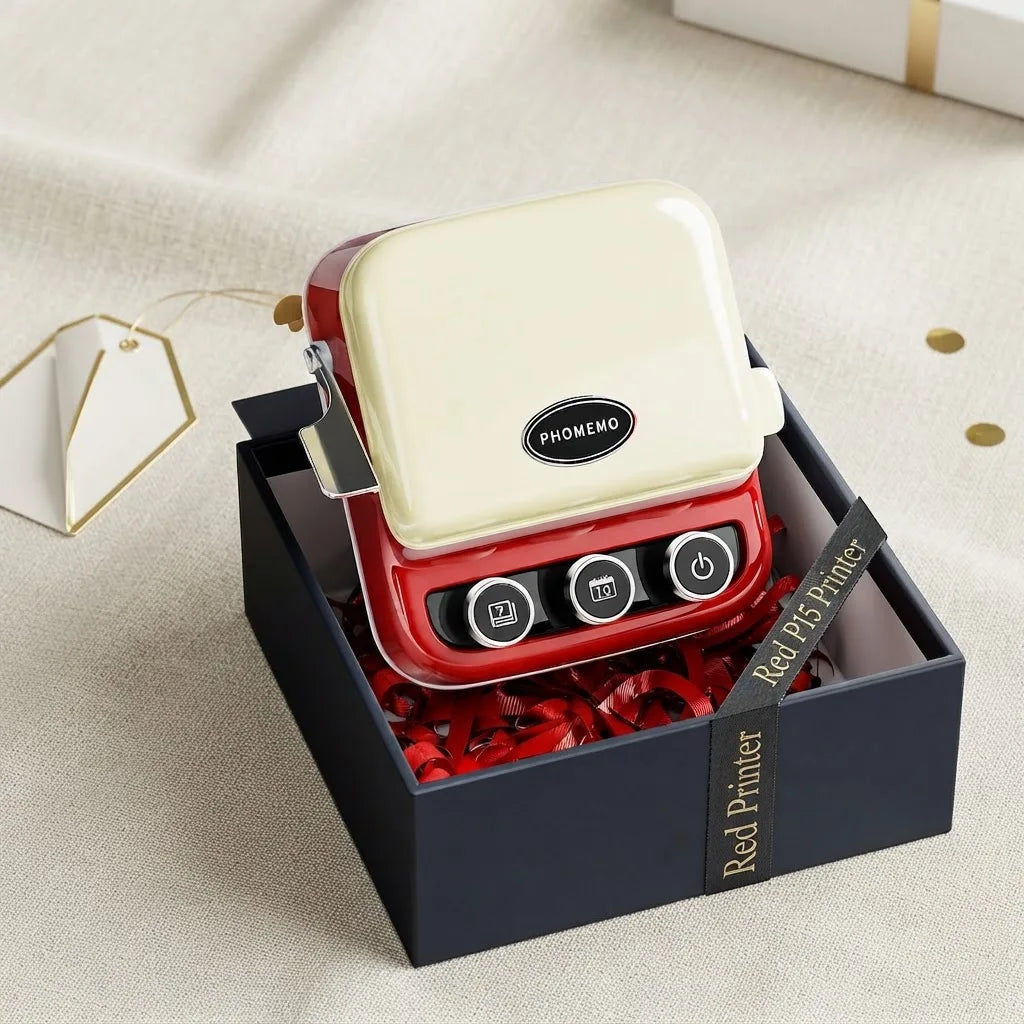 Phomemo P15 Mini Bluetooth Label Printer for Christmas Gifts & Wedding Decorations, Portable Ribbon Label Maker with Custom Text