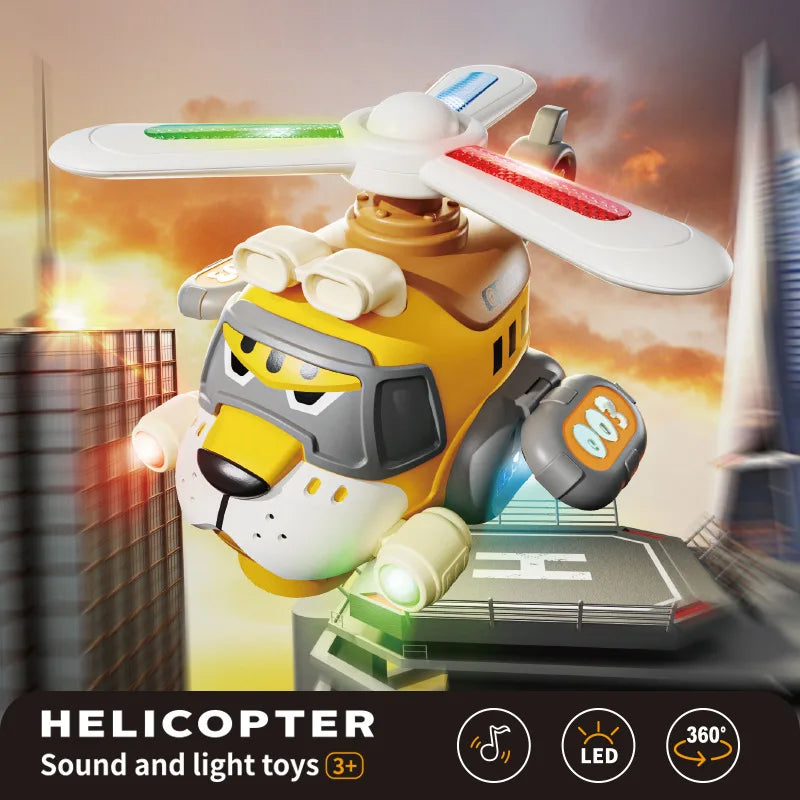 Tiger Helicopter Toy Electric 360° Rotating Aircraft with Lights Sound Bump and Go Plane Toy for Boy 3-6 Christmas Birthday Gift
