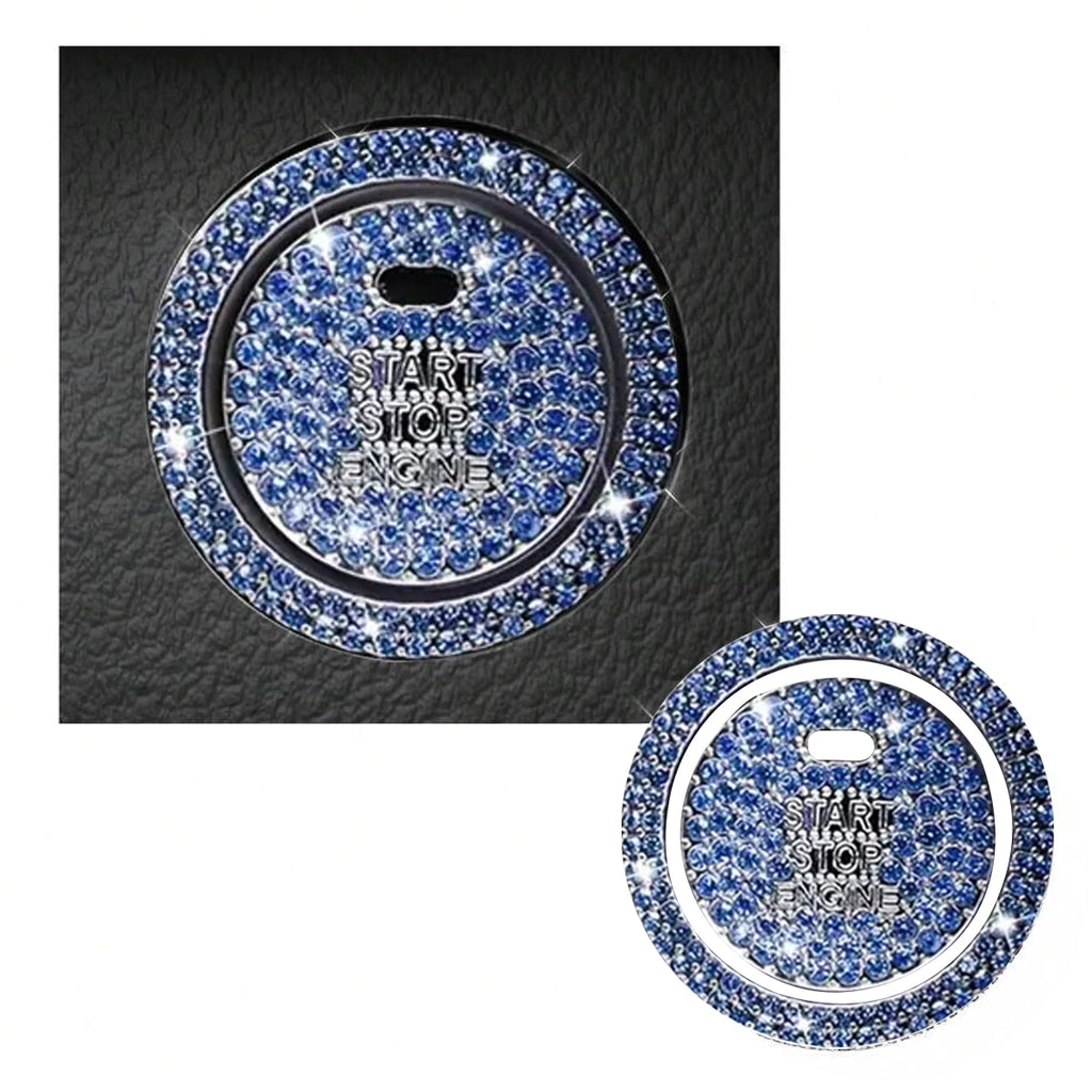 1 Piece Shiny Car Start Button Cover, Shiny Rhinestone Loop, Easy Installation, Universal Vehicle Start Button Protective Cover