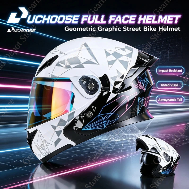 NEW DOT Uchoose Approved Helmets Crash Motorbike Protective Gear Men Women Flip Up Helmet Motorcycle Visor Double Sun