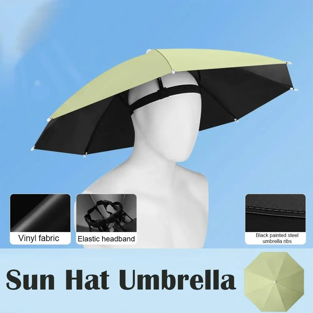 Hands Free Umbrella Hat Black Coating UV Protection Foldable Sun Shade Caps Waterproof Headwear For Fishing Hiking Camping