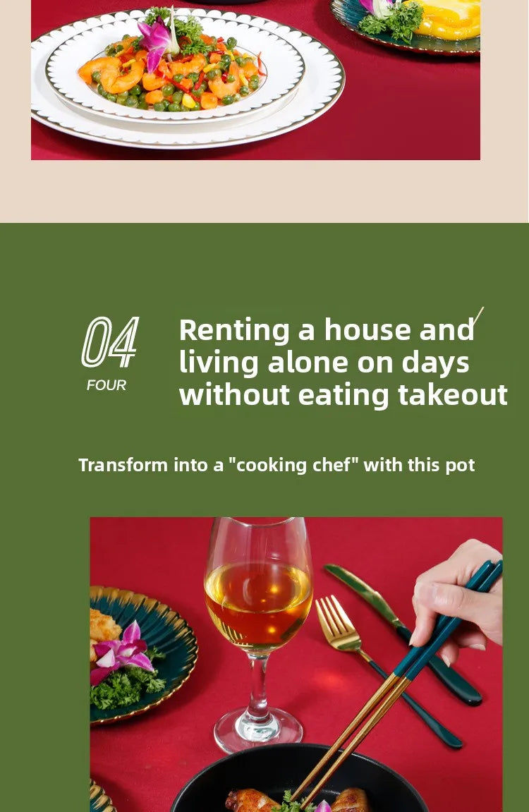 Electric Cooking Pot Foldable Hotpot Portable Multicooker Split Type Rice Cooker Electric Frying Pan Home Travel 1.6L