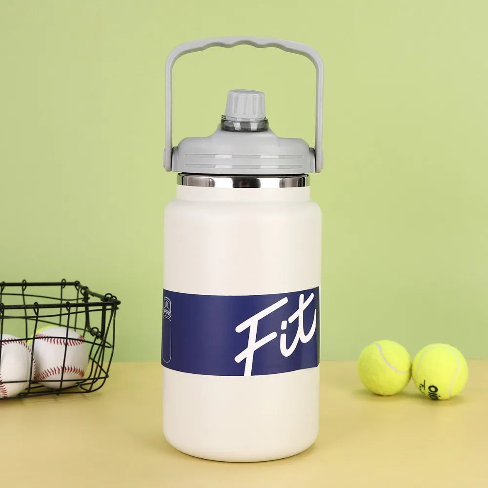 Stainless Steel Insulated Water Bottle 1.5/2/2.5L Large Capacity Sport Thermal Cup Fall-resistant with Straw Vacuum Flask