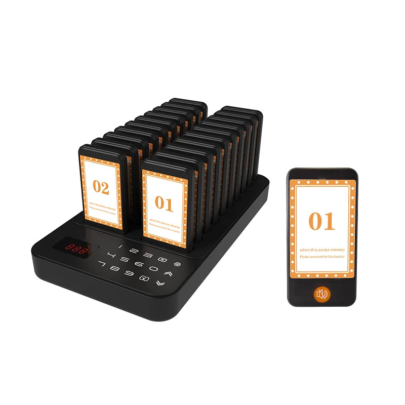 Restaurant call pager system 16 coaster buzzer wireless call free custom 20 paegrs waterproof food Cafe