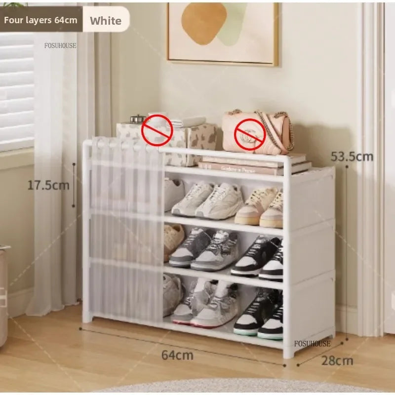 Multi layer Shoe Rack with Drawer for Entryway Hallway Storage Durable Metal Frame Indoor Organizer Space Saving Hanger Unit