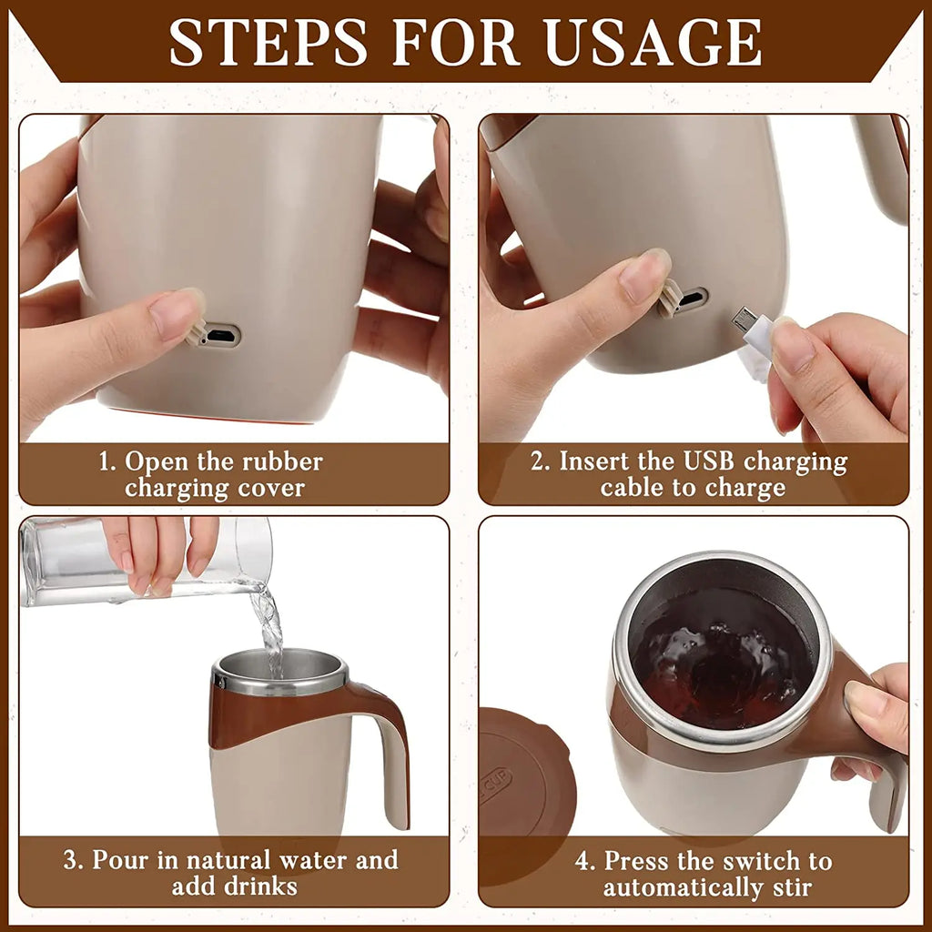 Automatic Mixing Cup Stirring Coffee Mug Electric Milk Mug Stainless Steel Mixing Magnetic Rotating Usb Charging Juice Water Cup