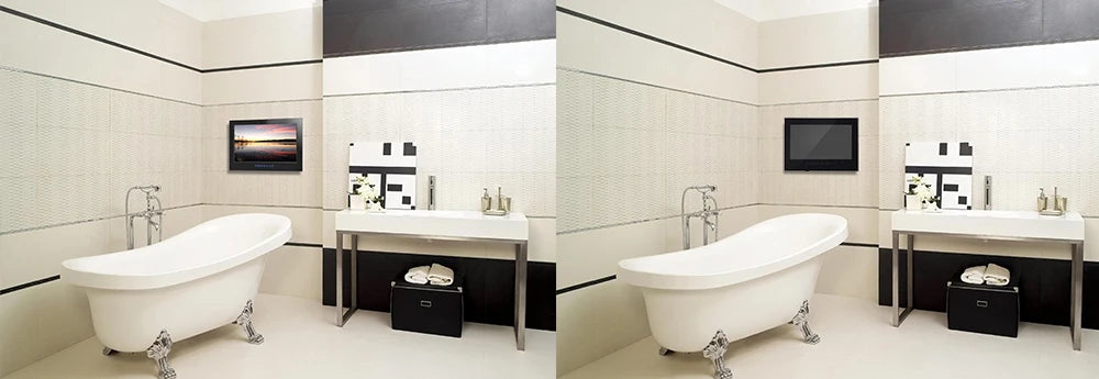 Souria 22.1 inches Smart Black Color Waterproof Bathroom LED TV for Luxury Hotel SPA Kitchen TV Bluetooth Android New