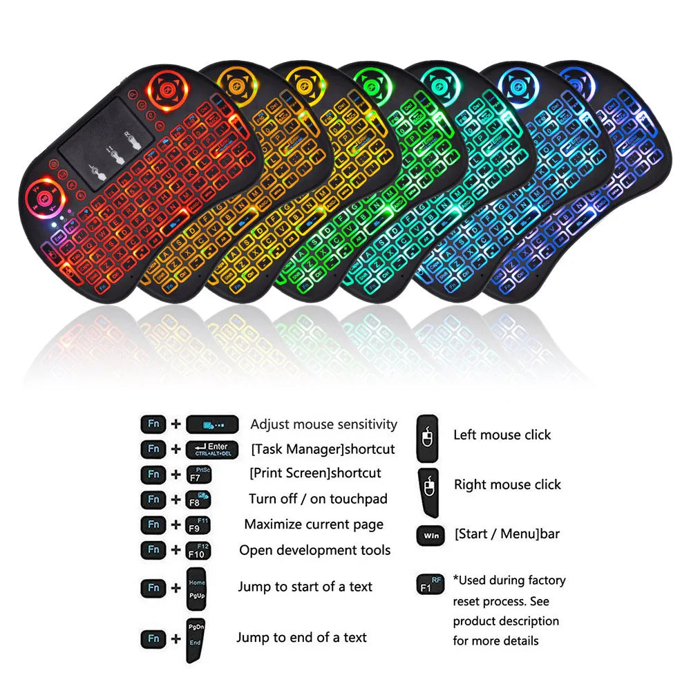 Mini Teclado Inalámbrico 2.4G con Touchpad y Retroiluminación