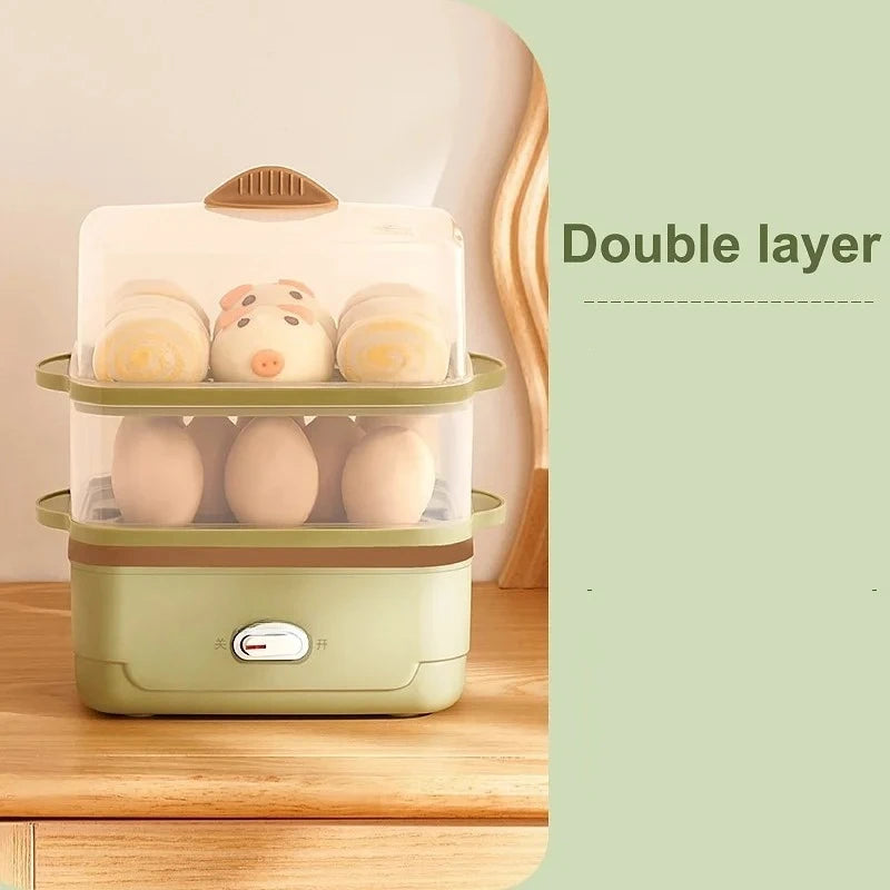 Fast Breakfast Machine Automatic Power Off Multifunction Pot 220V 350W Egg Boiler Dormitory Double Layer Electric Steamer Home
