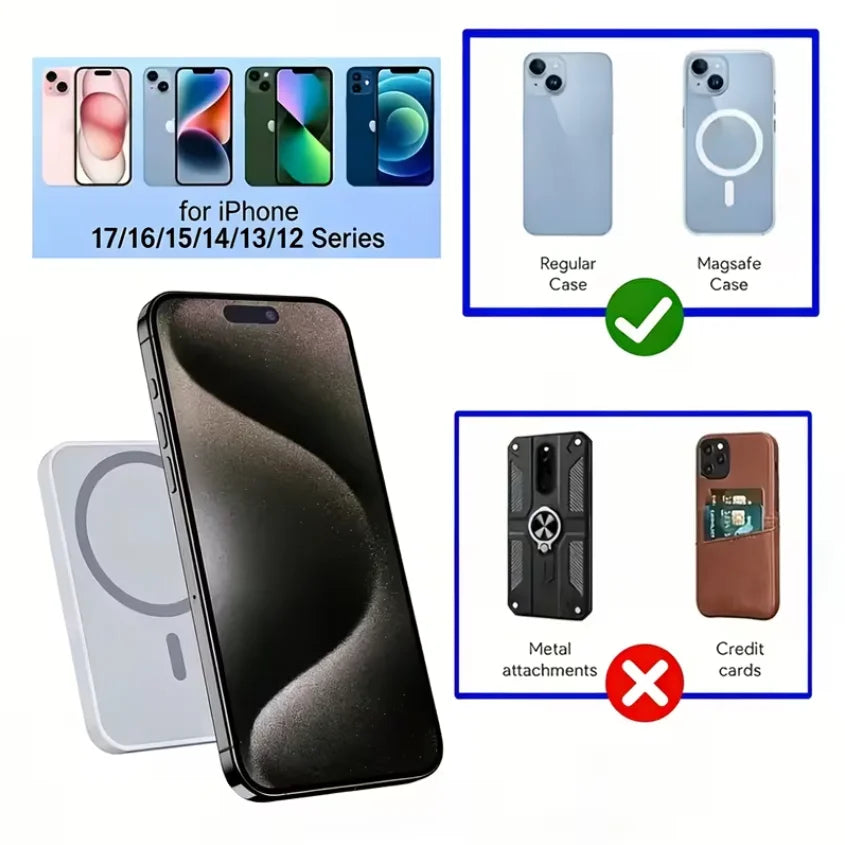 15W Compatible Magnetic Wireless Charger, Magnetic Car Wireless Charging Mount Holder For iPhone 17/16/15/14/13/12 All Mobile Se