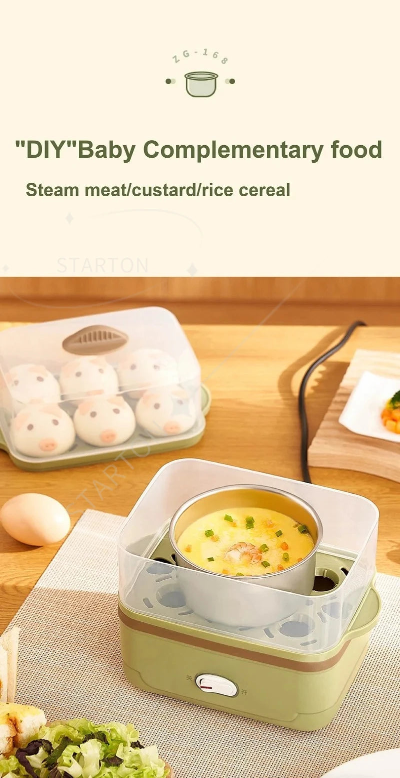 Fast Breakfast Machine Automatic Power Off Multifunction Pot 220V 350W Egg Boiler Dormitory Double Layer Electric Steamer Home