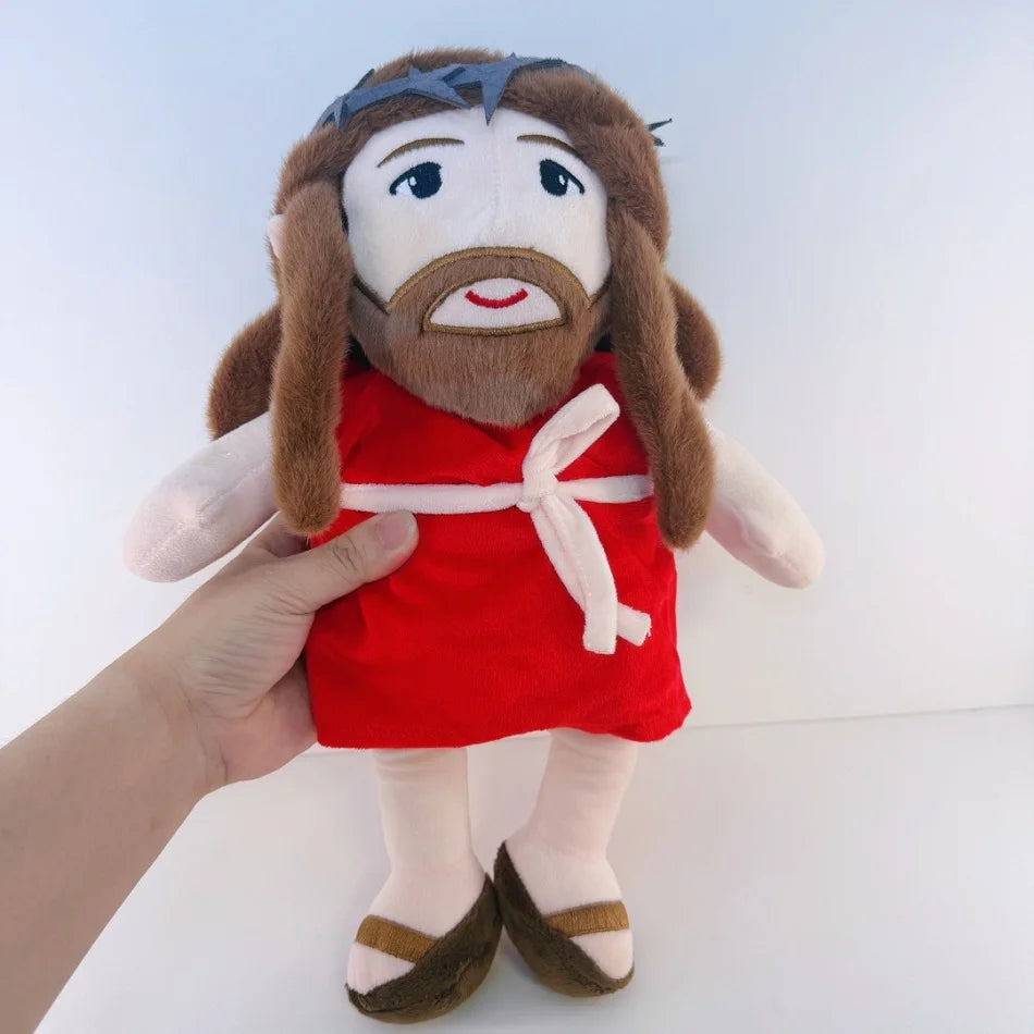 2026 New Cute Can Soothing Breathing Doll Red Robe Jesus Plush Toys Music Light Soothe Sleep Companion Doll Decor Christmas Gift
